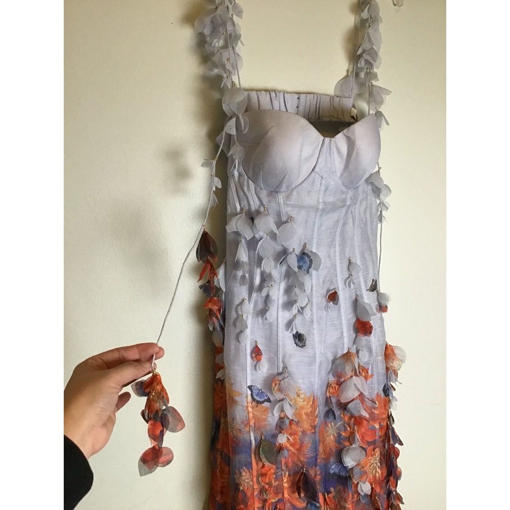 Zimmermann Wild Flower Botanica Petal Printed Linen-Silk Midi Dress Size 3 NWT - Picture 10 of 16